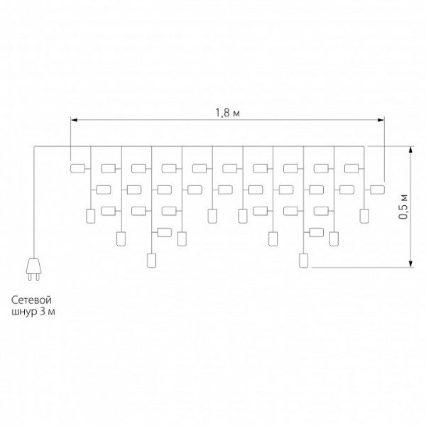 Гирлянда бахрома 1,8*0,5 м IP20 100-001 мульти Eurosvet 100-001