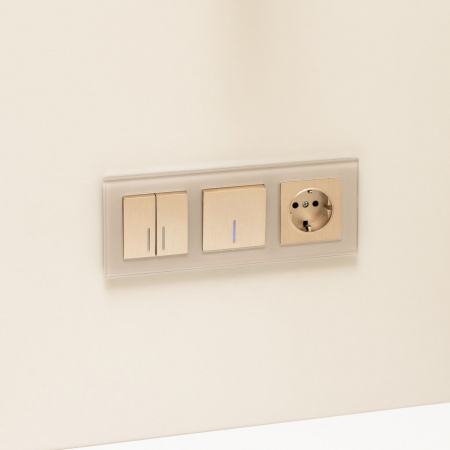Розетка с заземлением и шторками (шампань рифленый) W1171110