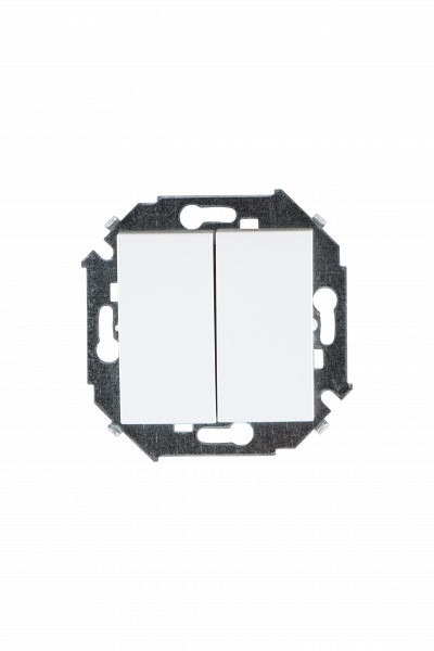 Simon 15 Белый Переключатель 2-клавишный, 16А, 250В, винт.зажим