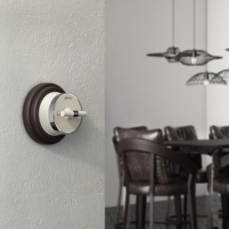 Переключатель/выключатель одноклавишный Vintage слоновая кость матовый/хром W5812055