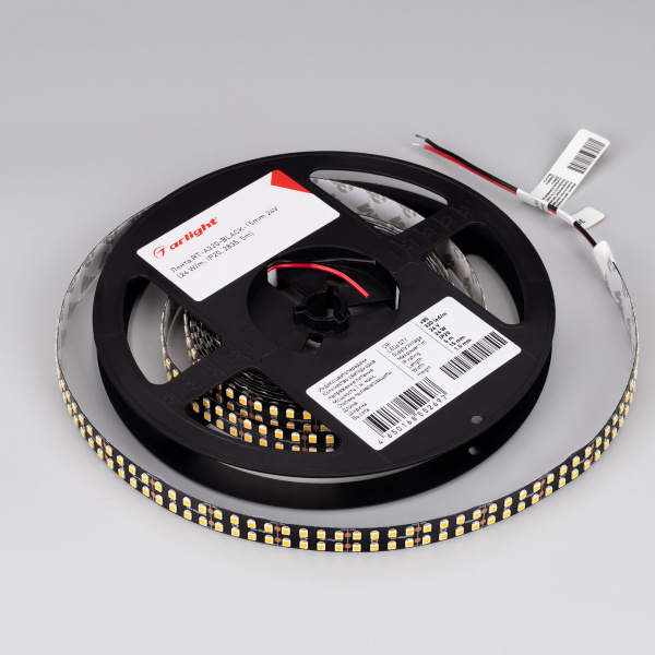 Arlight Лента RT-A320-BLACK-15mm 24V Warm3000 (24 W/m, IP20, 2835, 5m) (высок.эфф.150 лм/Вт)