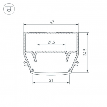 Arlight Профиль STRETCH-S-35-CEIL-CENTER-2000 (GAMMA35) (Алюминий)