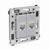 DKC Avanti Компьютерная розетка RJ-45 без шторки в стену, кат.6А двойная экранированная, Закаленная сталь