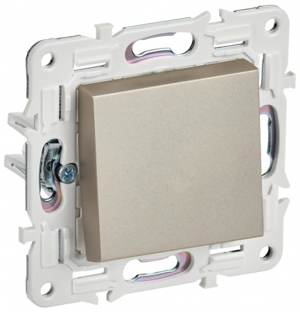 IEK SKANDY Шампань Выключатель 1-клавишный проходной 10А SK-V02Sh