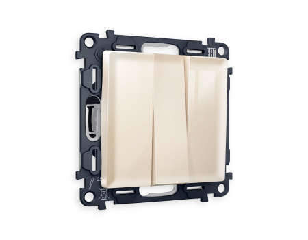 Комплект механизма 3-клавишного выключателя ALFA MA305010 Бежевый глянец QUANT