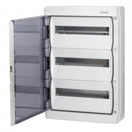 DKC Щиток настенный с дверцей 54 мод.,IP65, серый, с клеммным блоком 63А