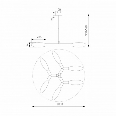 Потолочный светильник 30180/6 черный Eurosvet Covalent