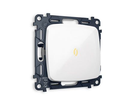 Комплект механизма 1-клавишного выключателя с подсветкой 3200K OMEGA MO102010 Белый глянец QUANT