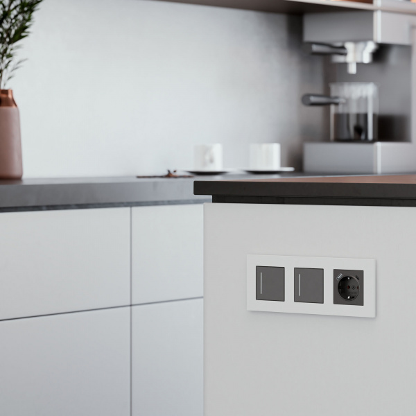 Рамка из поликарбоната на 3 поста Slab белый софт W0032961