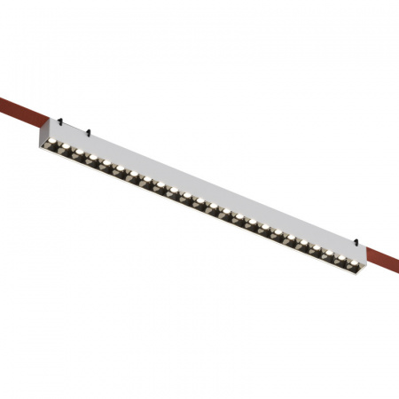 DK5572-WB Cветильник для трека-ремня Belty, серия Grill, со светодиодом, L642*W40*H45мм, 48V DC, 24W, RA90, 24°, 4000K, IP20, белый с черным, алюминий