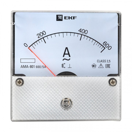 EKF PROxima Амперметр AMA-801 аналоговый на панель (80х80) круглый вырез 600А трансф. подкл.