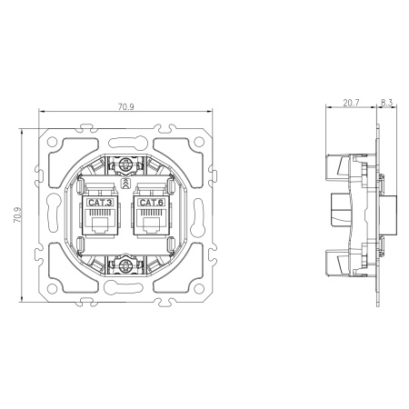 Donel Механизм розетки RJ11 + RJ45 (двойная) cat.3/6/ClassE-4/8, серия DB, DB14600