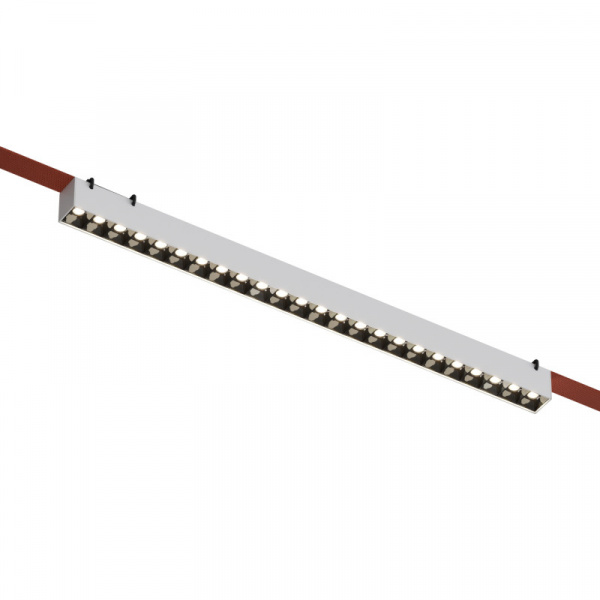 DK5572-WB Cветильник для трека-ремня Belty, серия Grill, со светодиодом, L642*W40*H45мм, 48V DC, 24W, RA90, 24°, 4000K, IP20, белый с черным, алюминий