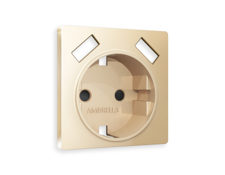 Лицевая панель ALFA (Шампань) для электрической розетки с заземлением со шторками 2USB A+A QUANT AP6090