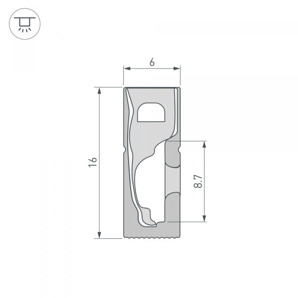 Arlight Силиконовый профиль WPH-FLEX-0616-SIDE-S9-5m FULL BLACK (Силикон)