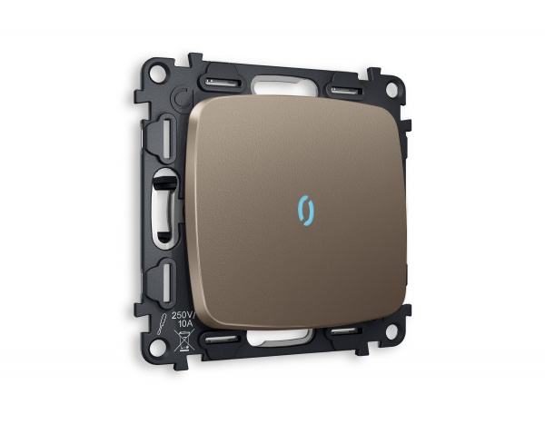 Комплект механизма 1-клавишного проходного выключателя с подсветкой 10000K OMEGA MO632040 Темная бронза матовый QUANT