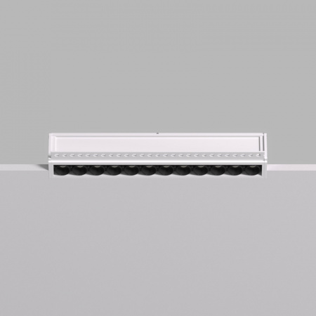 DK2532-WB Встраиваемый светильник SPACE со светодиодом под шпатлевку L240mm 220V 20W 38° 4000К IP20 белый/черный алюминий