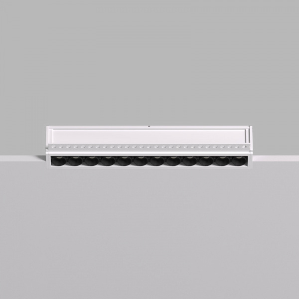 DK2532-WB Встраиваемый светильник SPACE со светодиодом под шпатлевку L240mm 220V 20W 38° 4000К IP20 белый/черный алюминий