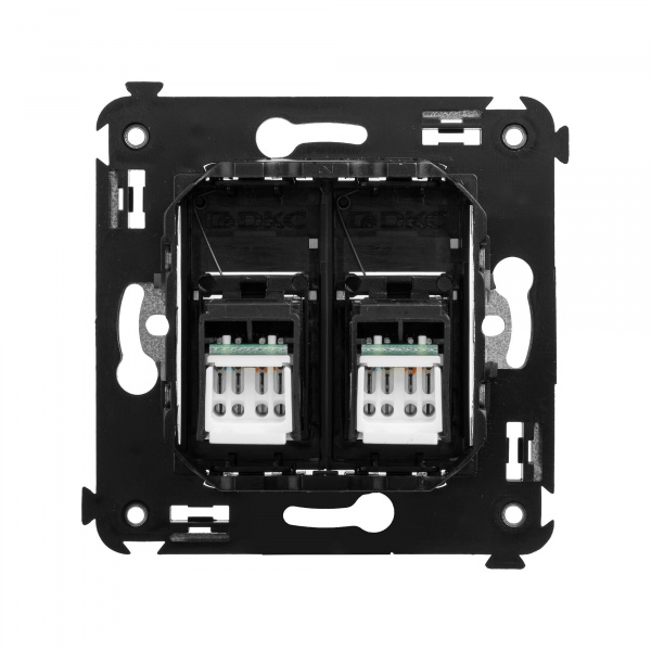 DKC Avanti Черный матовый Компьютерная розетка RJ-45 двойная  категория 6А