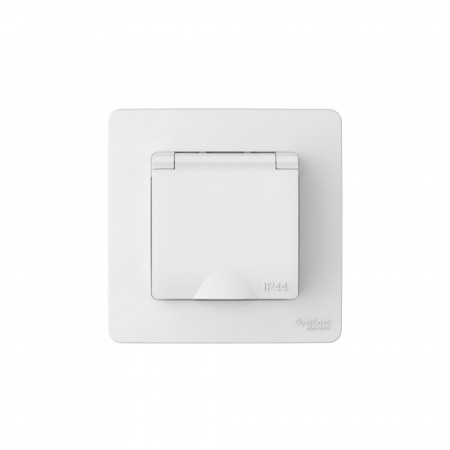 Systeme Electric Blanca внутр Бел Розетка с/з IP44 со шторками, с крышкой, 16А, 250В