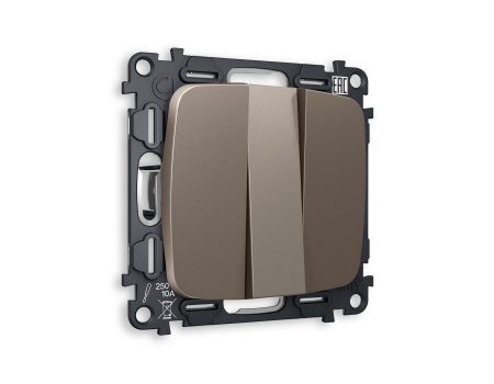 Комплект механизма 3-клавишного выключателя OMEGA MO635010 Темная бронза матовый QUANT