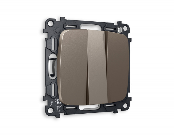 Комплект механизма 3-клавишного выключателя OMEGA MO635010 Темная бронза матовый QUANT