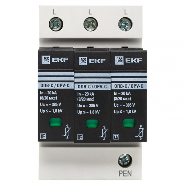 EKF PROxima Ограничитель импульсных напряжений ОПВ-C/3P In 20кА 400В с сигн.