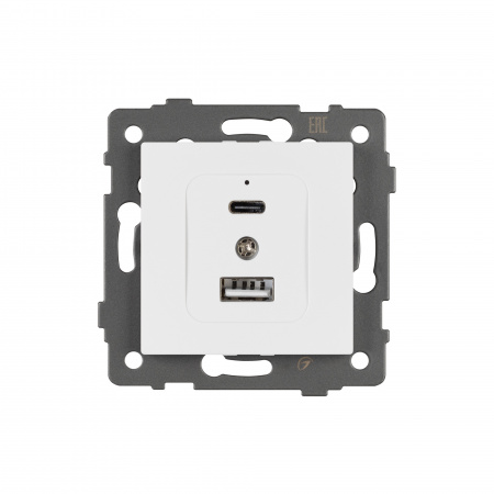 Arlight Механизм USB розетки SCT-MUAC-PL-WH-V (5V, 3A, QC4) (-)