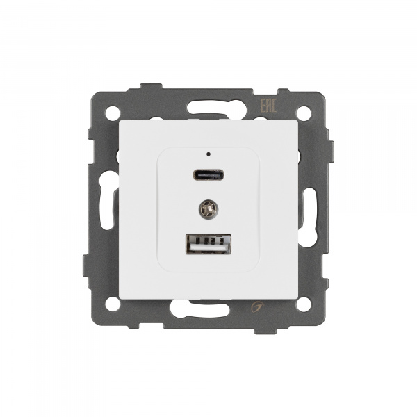 Arlight Механизм USB розетки SCT-MUAC-PL-WH-V (5V, 3A, QC4) (-)