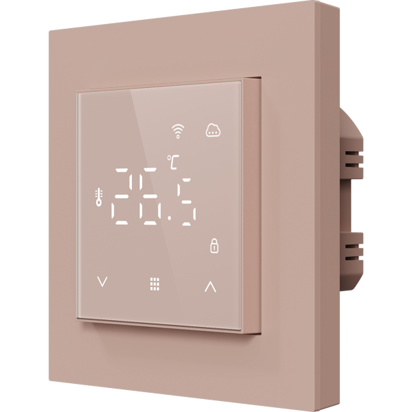 Donel Термостат с датчиком пола и воздуха с WiFi, 16 A, 55*55 мм., программируемый, стекло кашемир, серия DTEF