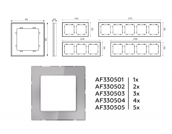 Рамка ALFA Platos (Сталь Стекло органическое) 5-ая AF330505