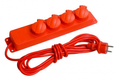 IEK Удлинитель У04В 4 места с защитными крышками IP44 2Р+PE/5метров 3х1мм2 16А/250В