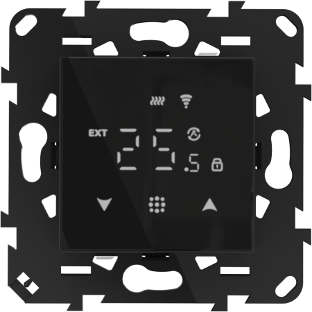 Donel Термостат с датчиком пола и воздуха, 16 A, 45*45 мм., черное стекло, серия DTEF