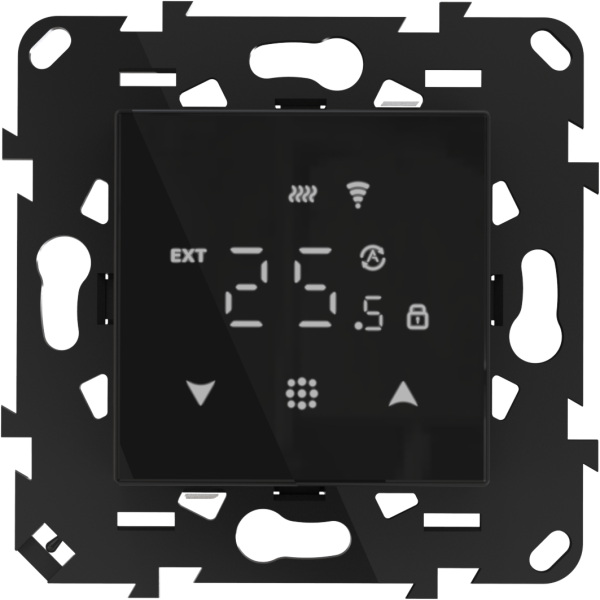 Donel Термостат с датчиком пола и воздуха, 16 A, 45*45 мм., черное стекло, серия DTEF