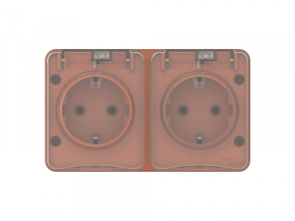Systeme Electric AtlasDesign Profi54 Наруж Терракотовый Розетка двойная с з/к со шторками 16А