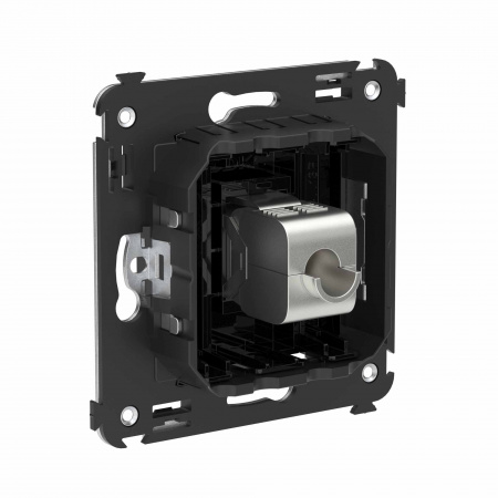 DKC Avanti Компьютерная розетка RJ-45 без шторки в стену, кат.6 одинарная экранированная, Черный квадрат