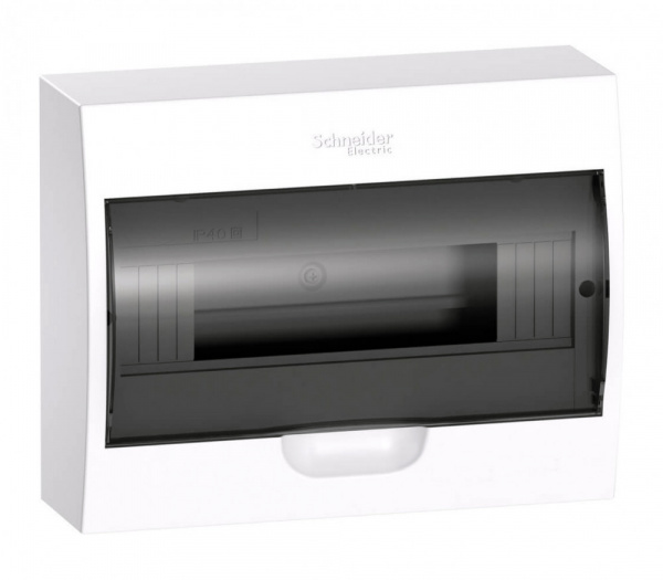 SE EASY 9 Корпус навесной с прозрачной дверью 1ряд/12мод, IP40, IK07, 63А, 2 клеммы