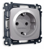 Комплект механизма электрической розетки OMEGA MO507010 Сталь матовый с заземлением и шторками 2P+E 16A-250V QUANT