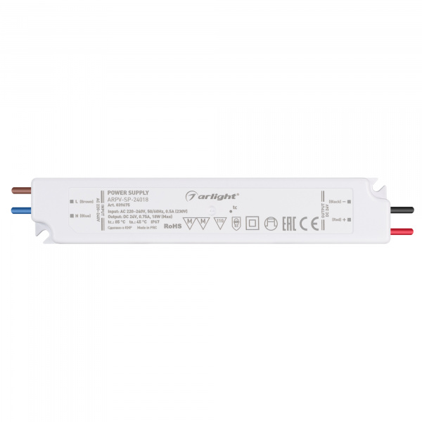 Arlight Блок питания ARPV-SP-24018 (24V, 0.75A, 18W) (IP67 Пластик, 5 лет)
