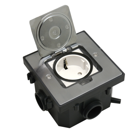 Лючок Surface 2 мод. (1 мод. 45х45 мм.), полированное серебро, IP44, (с уст. набором)