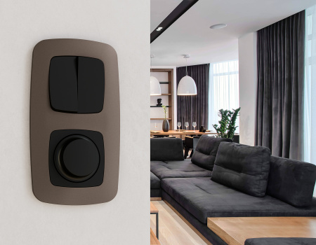 Лицевая панель OMEGA (Черный матовый) для светорегулятора универсального QUANT OP8055