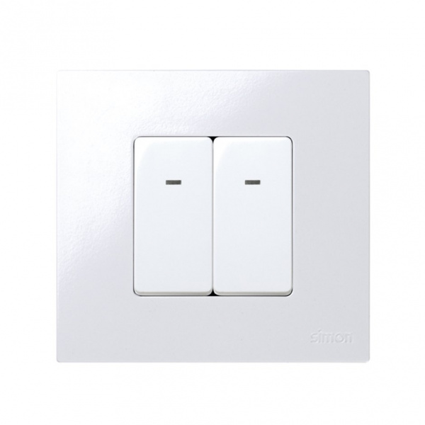 Simon 27 Мех Белая Кнопка клавишная с подсветкой узкая, 10А 250В