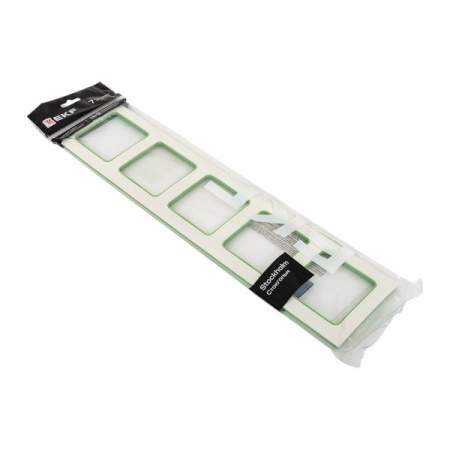 EKF Стокгольм Рамка 5-местная белая с линией цвета зеленый