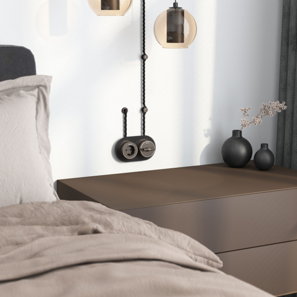 Втулка для вывода кабеля из стены 2 шт. коричневая ретро W6421114 Втулка для вывода кабеля из стены 2 шт. коричневая ретро W6421114