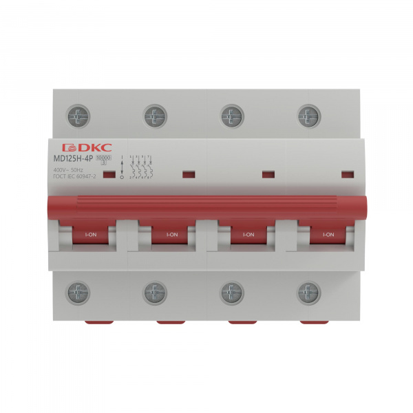 DKC Автоматический выключатель модульный YON max типа MD125H, 10кА, 4 полюса, хар-ка D, 80А