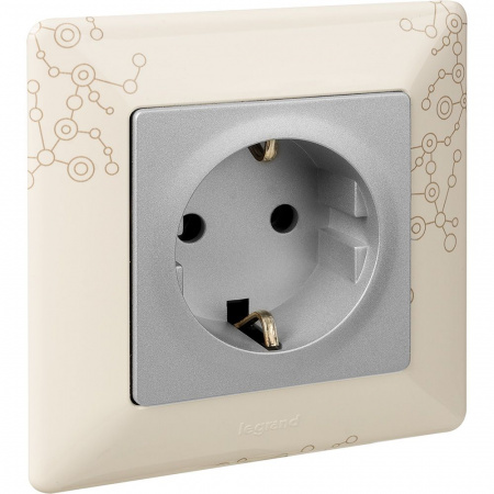 Legrand Valena LIFE DIY Алюм Розетка 1-ая с/з, безвинт.зажим