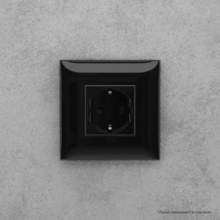 DKC Avanti Черный квадрат Розетка 2P+E со шторками