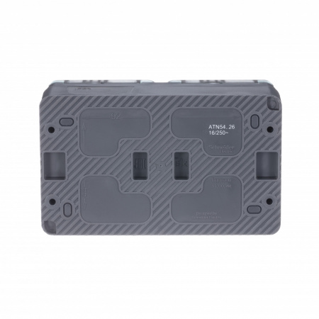 SE AtlasDesign Profi54 Наруж Антрацит Розетка 2-ая с/з со шт., 16А 250B