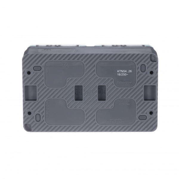 SE AtlasDesign Profi54 Наруж Антрацит Розетка 2-ая с/з со шт., 16А 250B