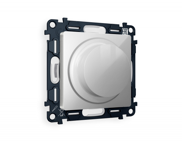 Комплект механизма светорегулятора универсального поворотно-нажимного ALFA MA405510 Серебро глянец  25-600W/LED 5-300W QUANT